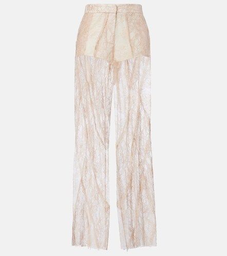 Pantaloni in raso e pizzo a gamba larga - Blumarine - Modalova