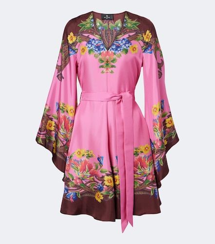 Belted floral silk satin minidress - Etro - Modalova