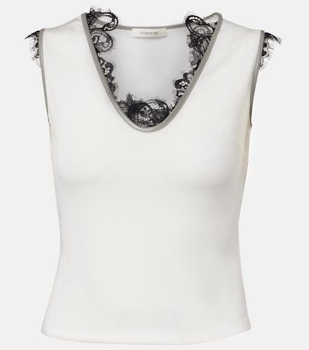 Layered lace-trimmed jersey top - Jacques Wei - Modalova