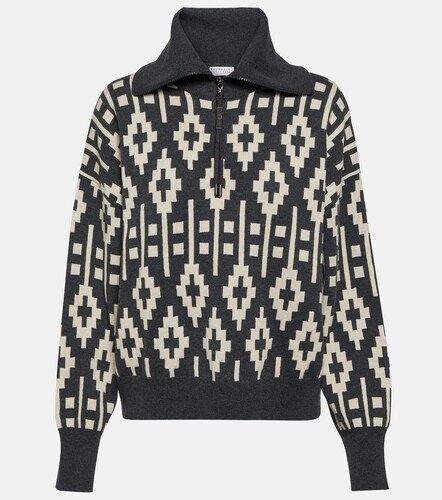 Pullover Vintage in misto lana jacquard - Brunello Cucinelli - Modalova
