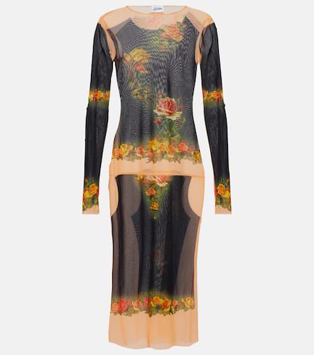 Floral mesh midi dress - Jean Paul Gaultier - Modalova