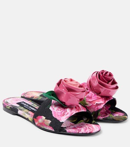 Floral-appliquÃ© brocade slides - Dolce&Gabbana - Modalova