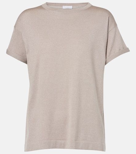 Knitted cashmere and silk-blend T-shirt - Brunello Cucinelli - Modalova