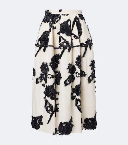 Floral fil coupe poplin midi skirt - Erdem - Modalova