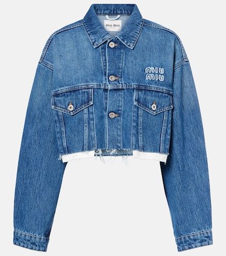 Miu Miu Cropped logo denim jacket - Miu Miu - Modalova