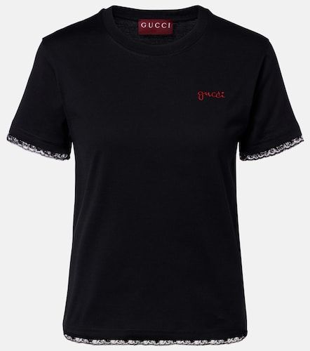 Camiseta de jersey de algodón con encaje - Gucci - Modalova