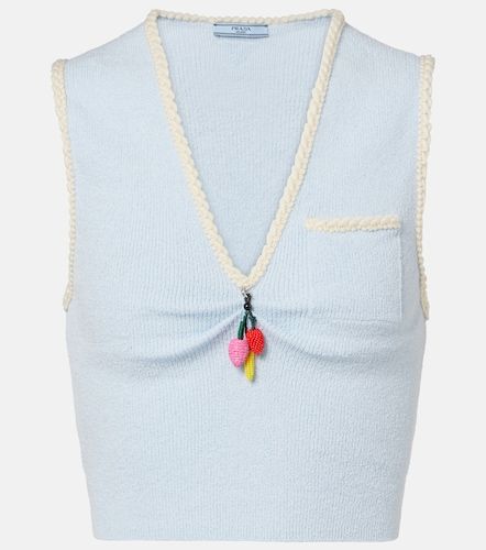 Top cropped in misto cotone bouclé - Prada - Modalova
