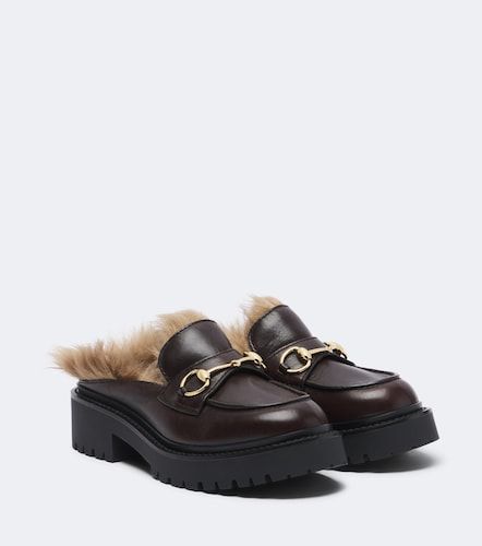 Rhody shearling-lined leather platform mules - Gucci - Modalova