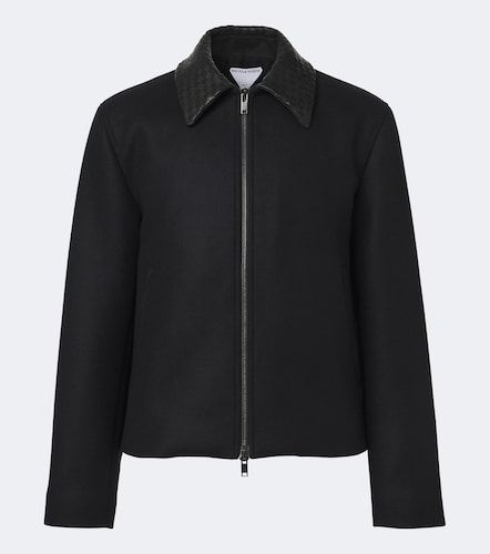Leather-trimmed wool felt jacket - Bottega Veneta - Modalova