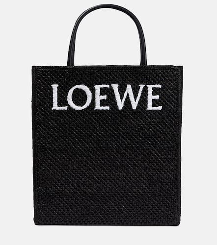 Logo leather-trimmed raffia tote bag - Loewe - Modalova