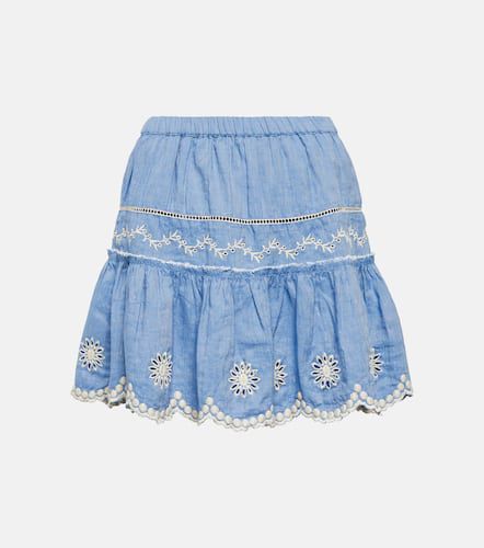 Minifalda Cava de algodón y lino bordada - LoveShackFancy - Modalova