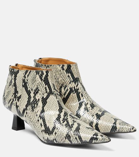 Snake-effect faux leather ankle boots - Ganni - Modalova