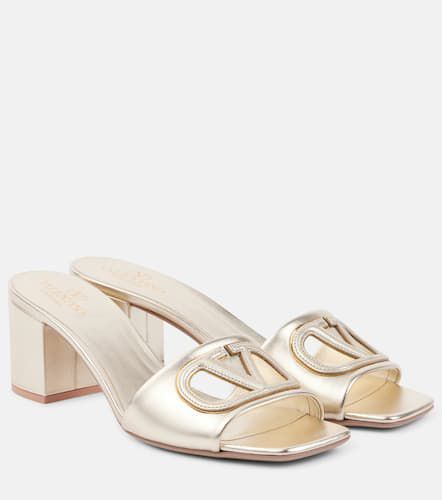 VLogo cutout metallic leather mules - Valentino Garavani - Modalova