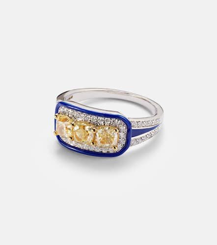Trio Cushion 18kt white gold pinky ring with diamonds - Kamyen - Modalova