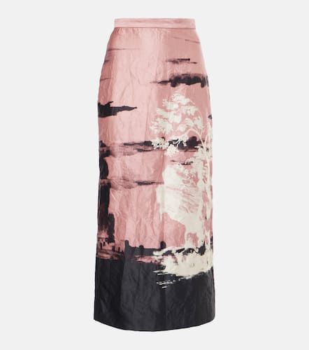 Printed crushed satin pencil skirt - Erdem - Modalova