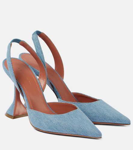 Holli 95 denim slingback pumps - Amina Muaddi - Modalova