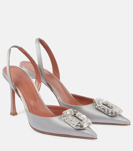 Camelia 90 satin slingback pumps - Amina Muaddi - Modalova