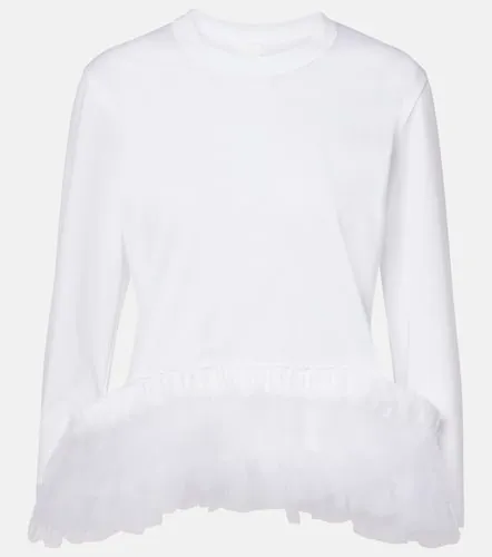 Tulle-trimmed cotton jersey top - Noir Kei Ninomiya - Modalova