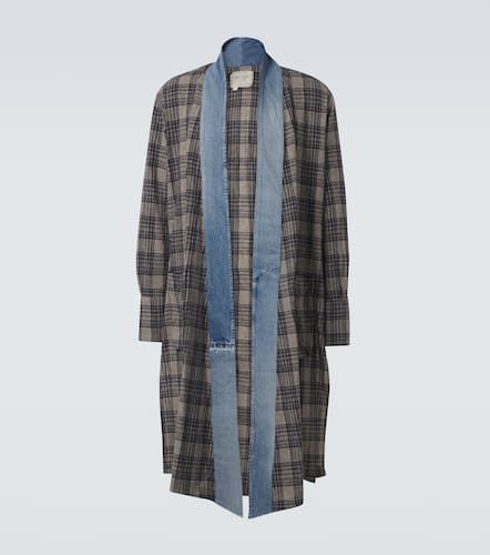 Plaid denim-trimmed cotton coat - Greg Lauren - Modalova