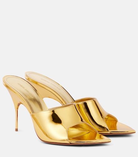 Mules Bianca 95 in pelle metallizzata - Amina Muaddi - Modalova