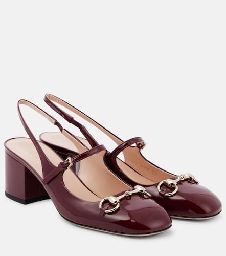 Horsebit patent leather slingback Mary Jane pumps - Gucci - Modalova