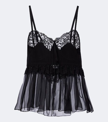 Ruffled silk crepe de chine top - Chloe - Modalova