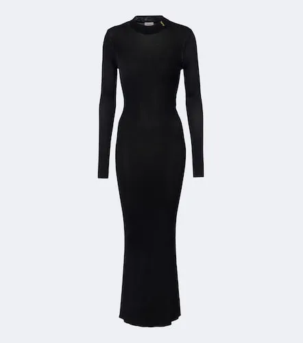 Vestido largo acanalado Cassandre de seda - Saint Laurent - Modalova