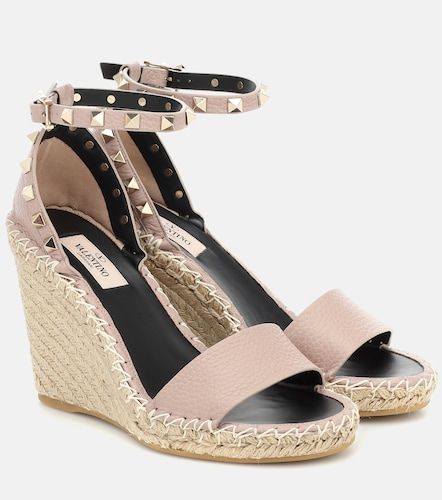 Rockstud Double leather wedge espadrilles - Valentino Garavani - Modalova