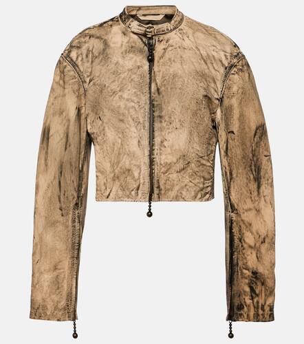 Cropped painted leather biker jacket - Acne Studios - Modalova