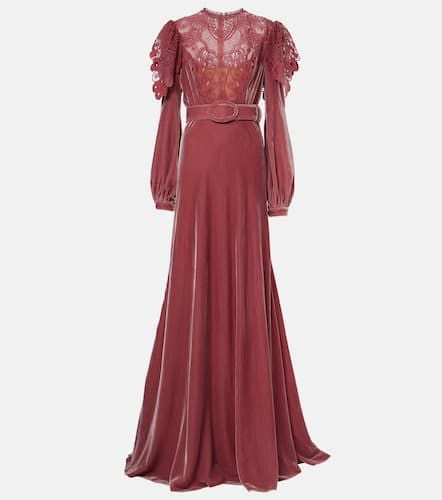 Ashley lace-trimmed velvet gown - Costarellos - Modalova