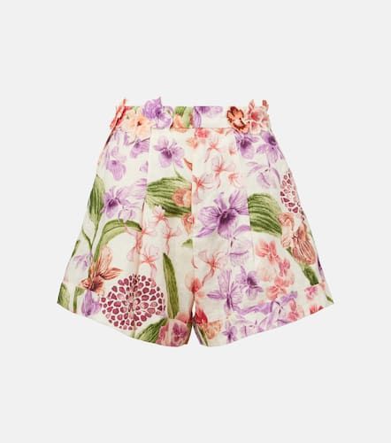Floral high-rise linen shorts - Agua by Agua Bendita - Modalova