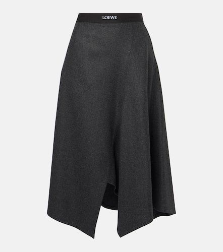 Asymmetric wool and cashmere midi skirt - Loewe - Modalova