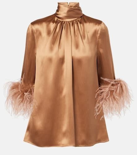 Feather-trimmed silk satin blouse - Dolce&Gabbana - Modalova