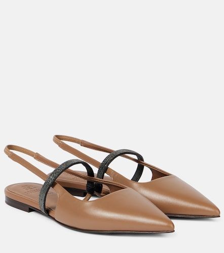 Pointy leather slingback flats - Brunello Cucinelli - Modalova