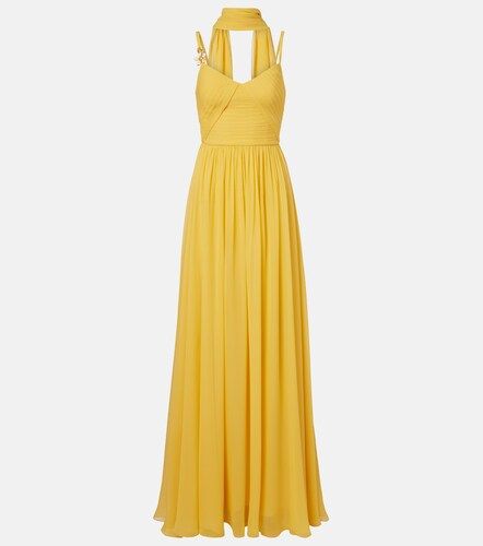 Abito lungo in seta con sciarpa - Elie Saab - Modalova