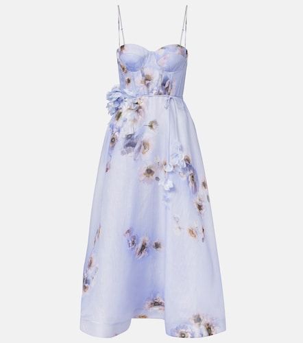 Abito bustier Hypnotic in lino e seta con stampa floreale - Zimmermann - Modalova