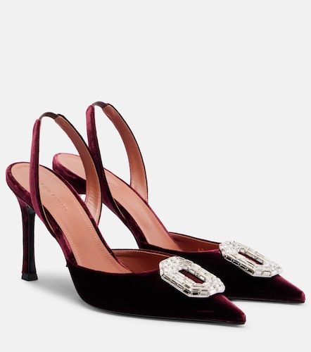 Camelia 90 velvet slingback pumps - Amina Muaddi - Modalova