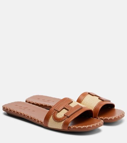 Hogan Leather-trimmed raffia slides - Hogan - Modalova