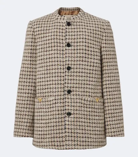 Houndstooth wool and silk-blend boucle blazer - Valentino - Modalova