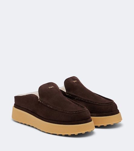 Shearling-lined suede platform mules - Tod's - Modalova