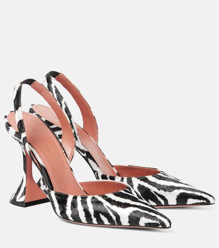 Holli zebra-print velvet slingback pumps - Amina Muaddi - Modalova