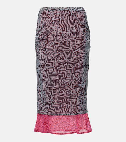 Printed pleated mesh midi skirt - Dries Van Noten - Modalova