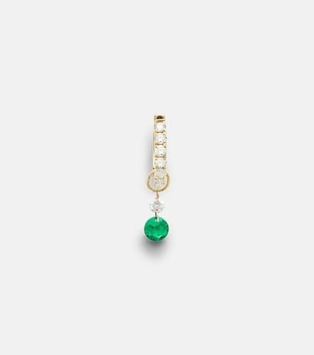 Kt white gold single earring with emerald and diamonds - Roxanne First - Modalova