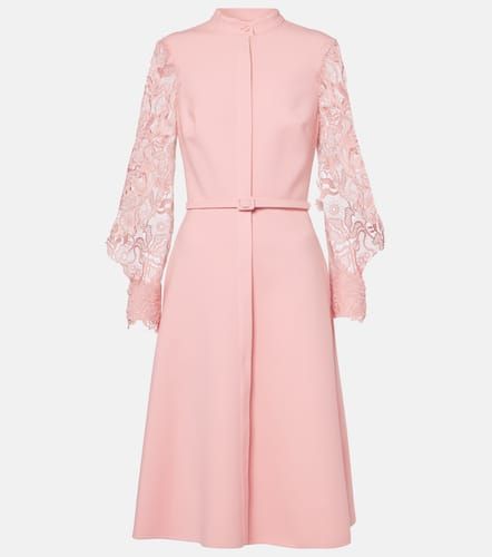 Robe midi en laine mélangée et dentelle - Oscar de la Renta - Modalova