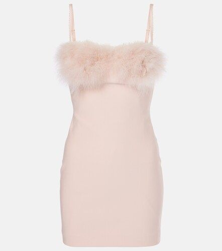 Abito corto in jersey con piume - Blumarine - Modalova