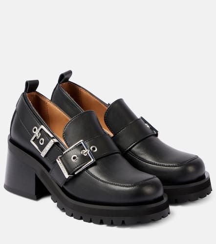 Feminine faux leather platform loafers - Ganni - Modalova