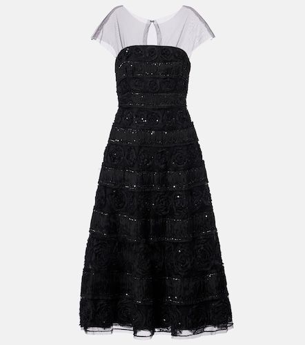 Abito lungo con paillettes e applicazioni floreali - Carolina Herrera - Modalova