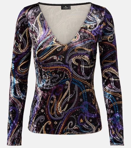 Top in jersey con stampa paisley - Etro - Modalova