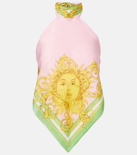 Top in voile di cotone e seta con stampa - Versace - Modalova