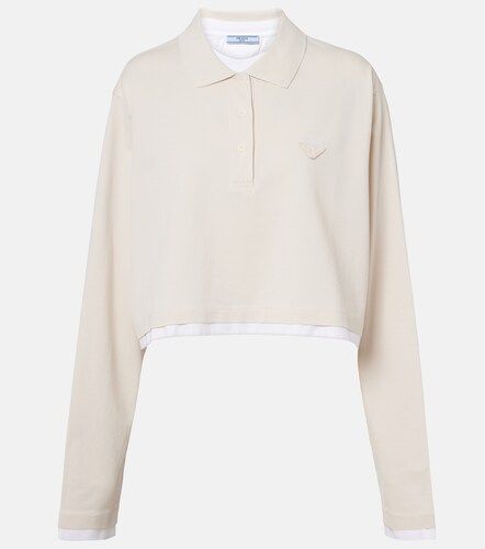 Polocropped de piqué de algodón - Prada - Modalova